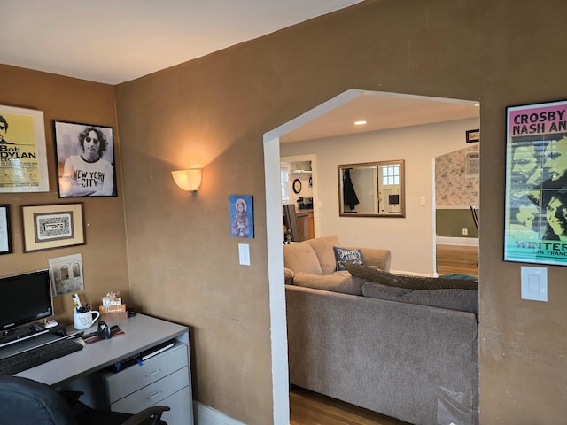 living room with hardwood / wood-style floors