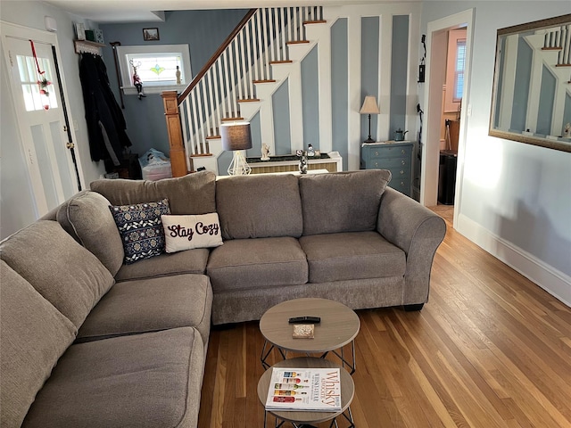 living room featuring light hardwood / wood-style flooring