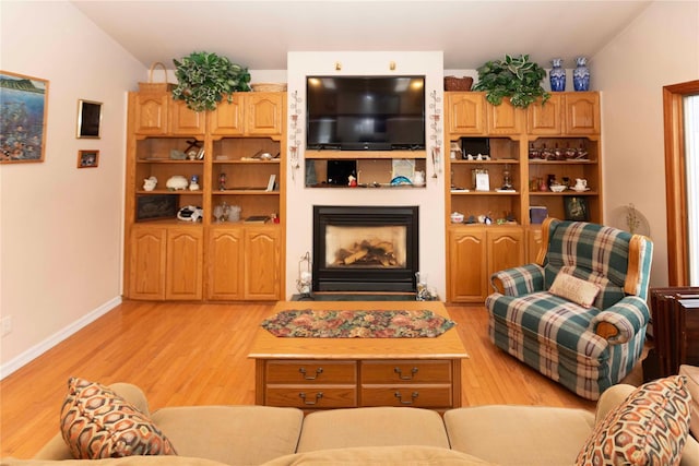 living room with light hardwood / wood-style flooring