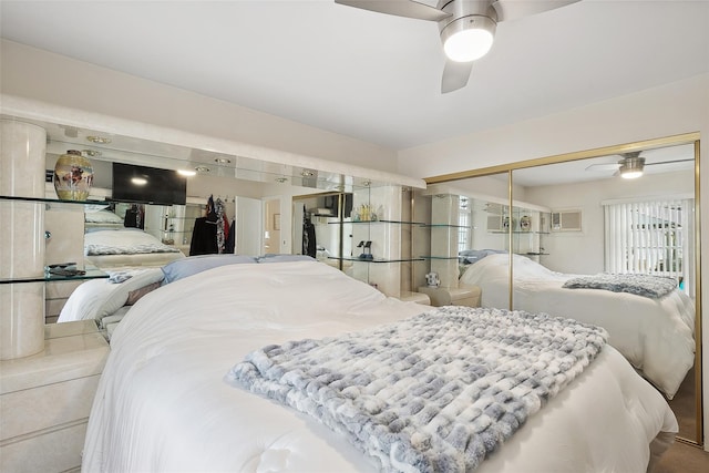 bedroom with a closet and ceiling fan