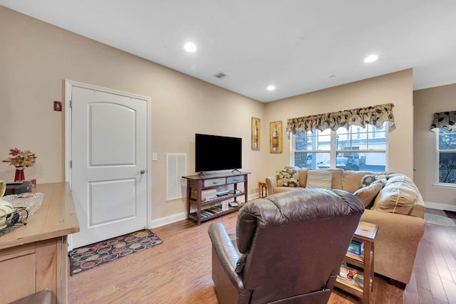 living room with wood-type flooring