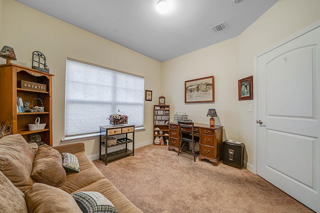 office space featuring light colored carpet