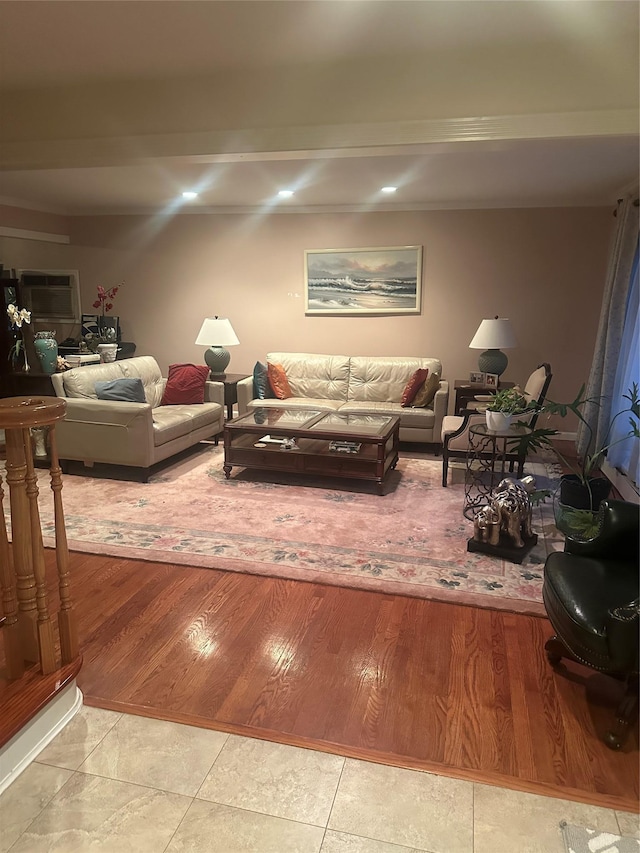 living room featuring light wood-type flooring