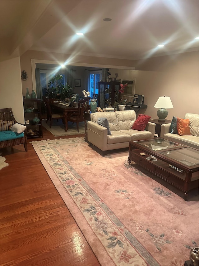 living room with wood-type flooring