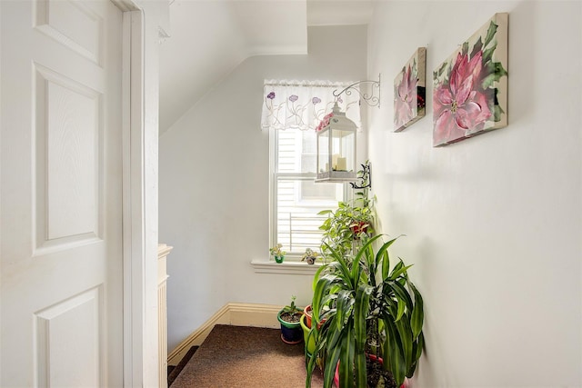 hallway with vaulted ceiling