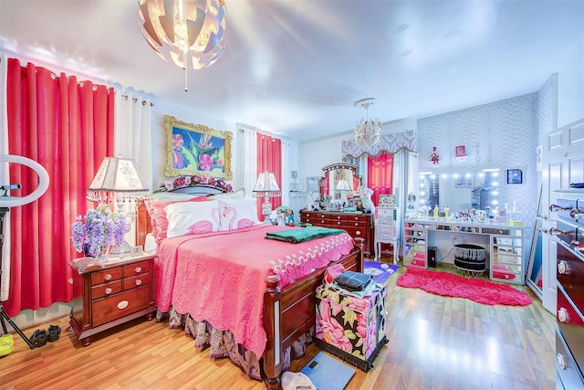 bedroom featuring light wood-type flooring