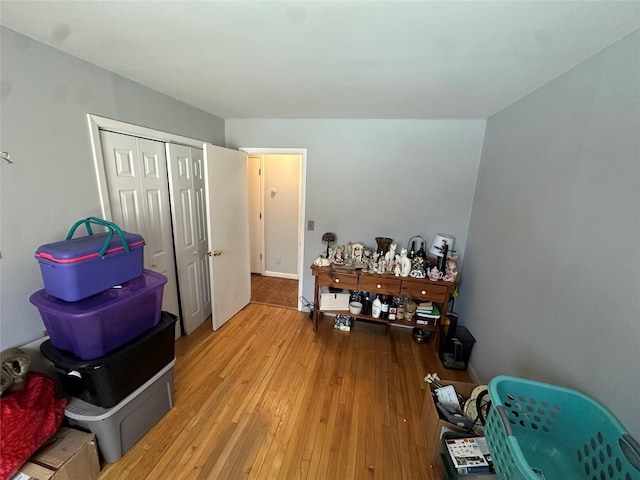 interior space featuring a closet and light wood-type flooring