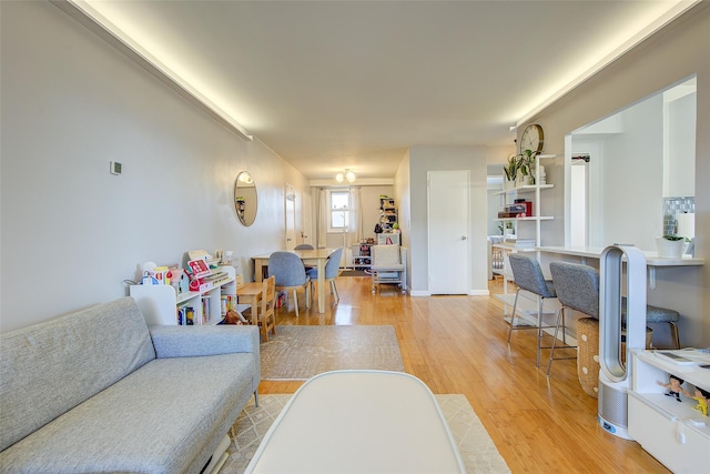 living room featuring light hardwood / wood-style floors