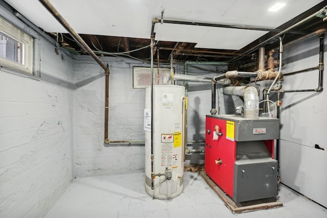 utility room with gas water heater