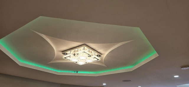 details featuring a tray ceiling