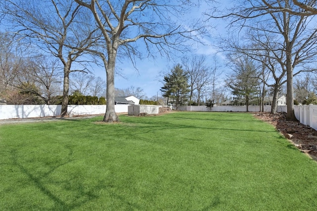 view of yard featuring a fenced backyard