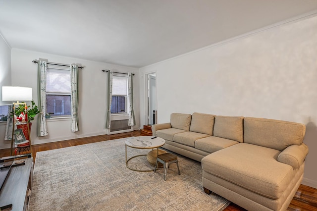 living room with hardwood / wood-style floors