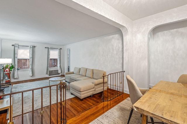 living room featuring hardwood / wood-style flooring