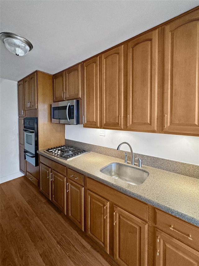 kitchen featuring dark hardwood / wood-style floors, sink, and appliances with stainless steel finishes