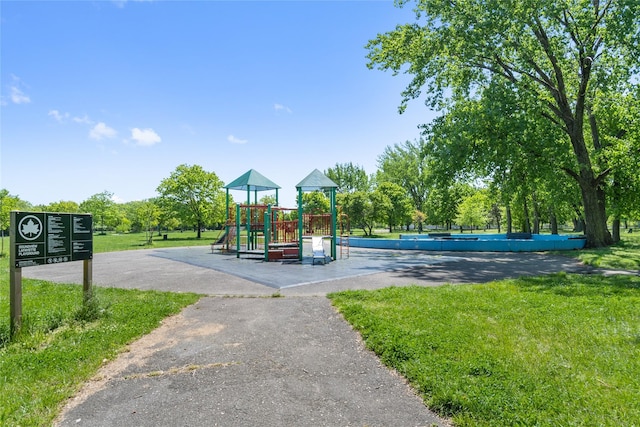 view of play area with a lawn