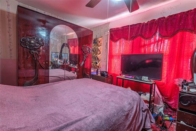 218-25 101st Ave, Queens Village, NY 11429 - bedroom with wallpapered walls and a ceiling fan