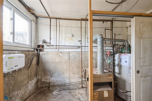 utility room with water heater