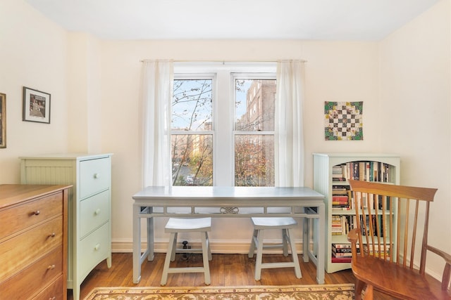 office area featuring hardwood / wood-style floors