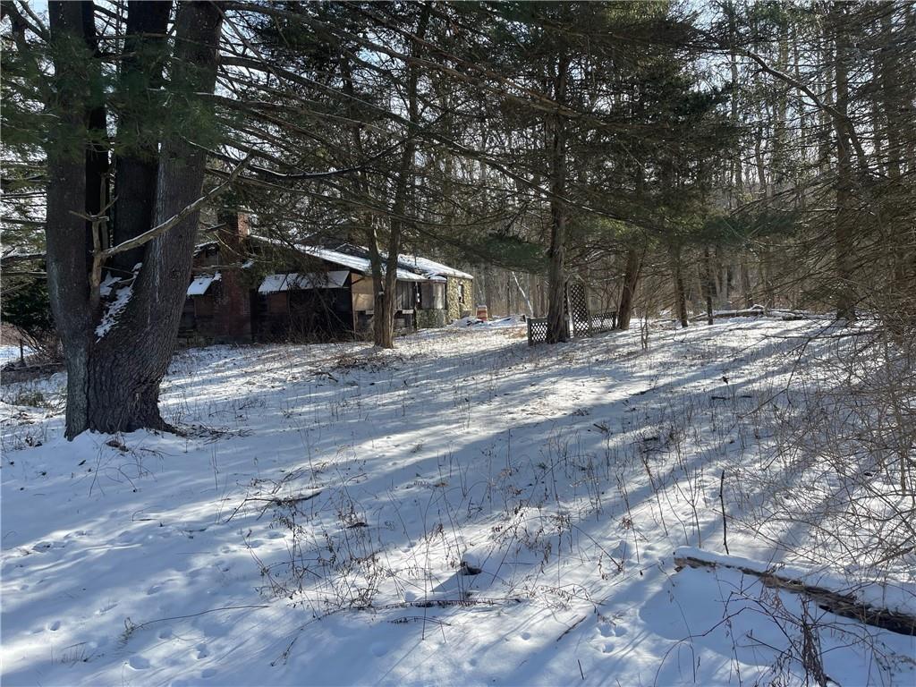 view of yard layered in snow