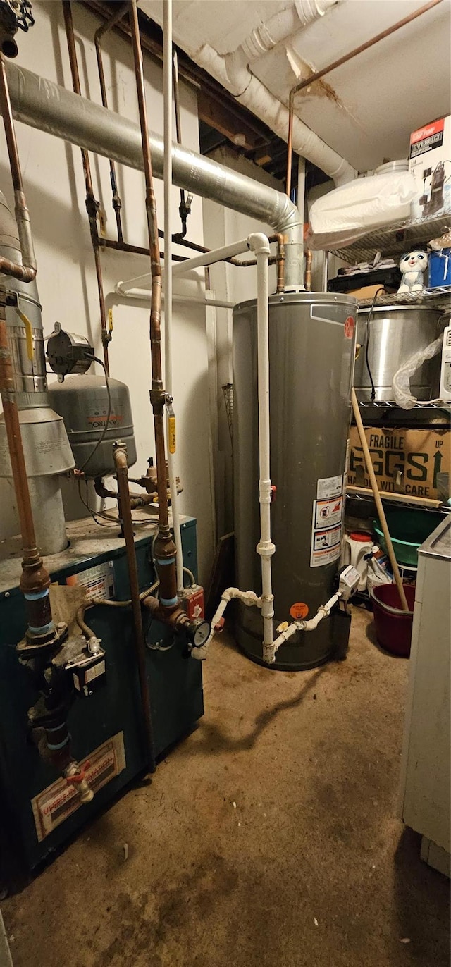 utility room featuring gas water heater