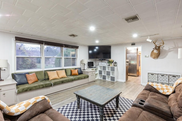 living room featuring light hardwood / wood-style flooring