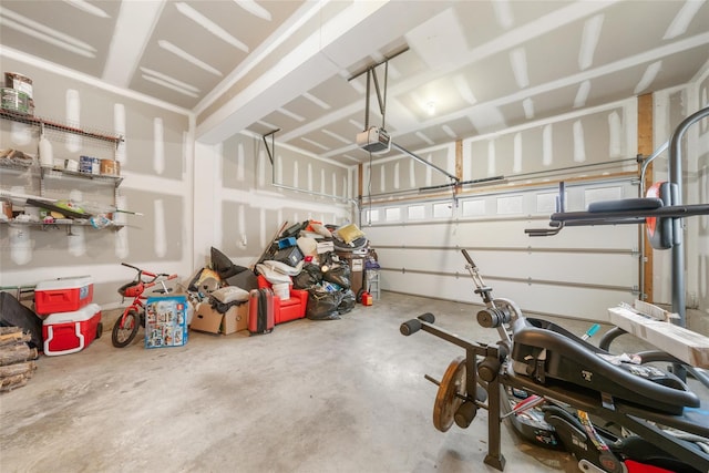 garage with a garage door opener