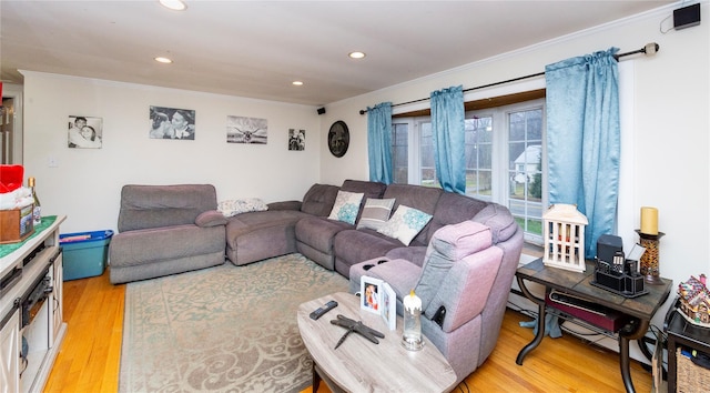 living room featuring light wood-type flooring