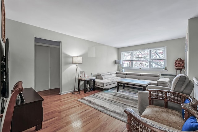 living room with light wood-type flooring