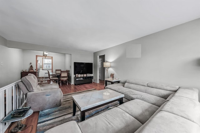 living room featuring dark hardwood / wood-style flooring