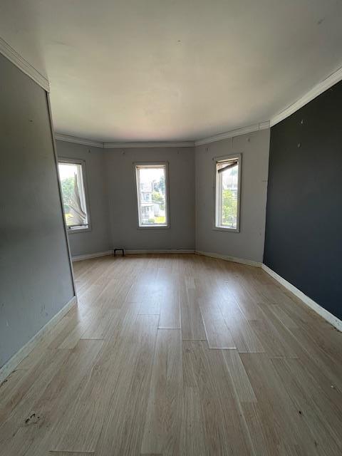 817 Southard St, Baldwin, NY 11510 - empty room featuring crown molding, plenty of natural light, wood finished floors, and baseboards