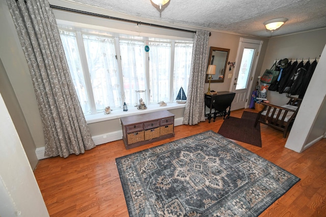 651 Madison Ave, Lindenhurst, NY 11757 - office space with wood finished floors, a textured ceiling, and crown molding