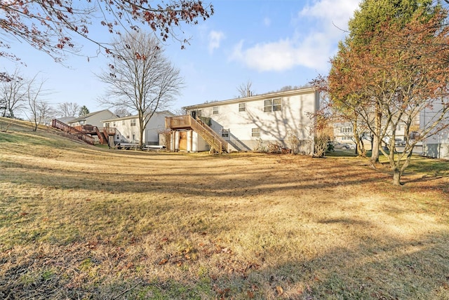 view of yard with a deck