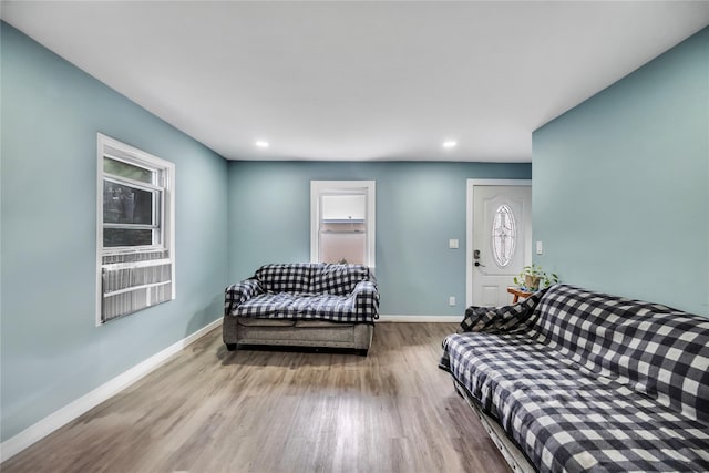 living room with light wood-type flooring