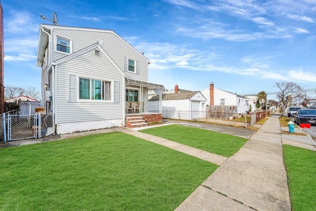 view of front facade with a front yard