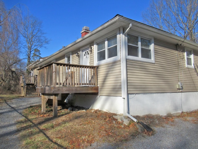 view of side of property with a wooden deck