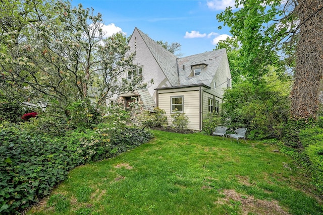 rear view of property with a yard