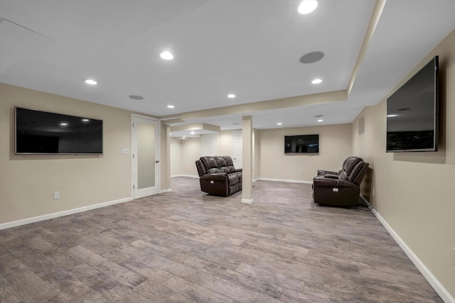 living area featuring hardwood / wood-style flooring