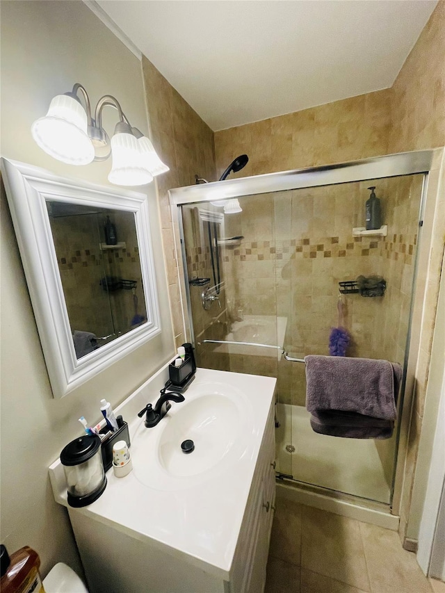 bathroom featuring vanity and tile patterned floors