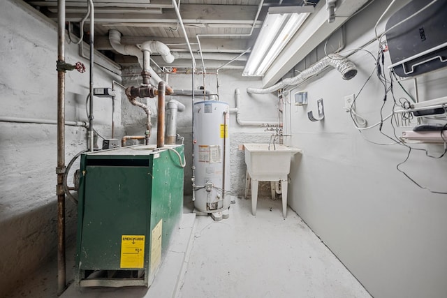 utility room featuring gas water heater