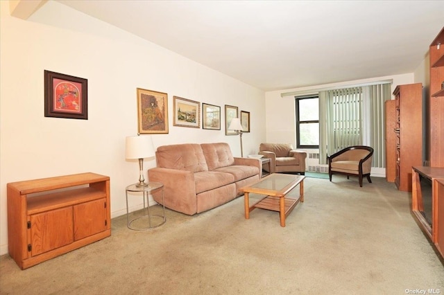 living room with light carpet