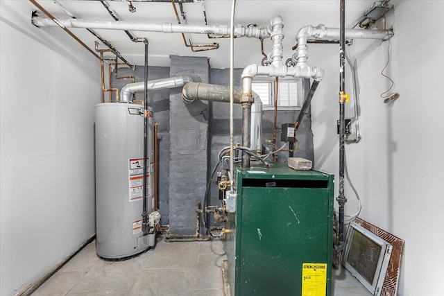 utility room with gas water heater