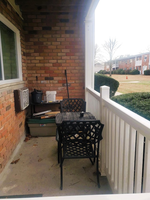 balcony with a wall unit AC