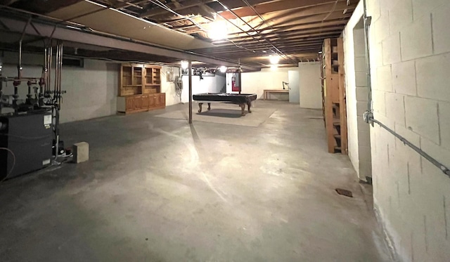 basement with billiards