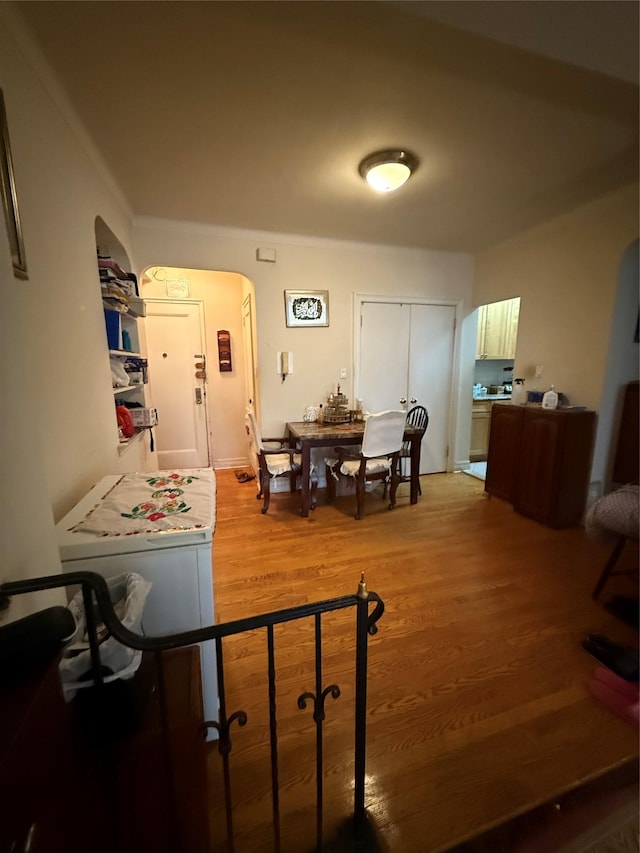 interior space with hardwood / wood-style floors