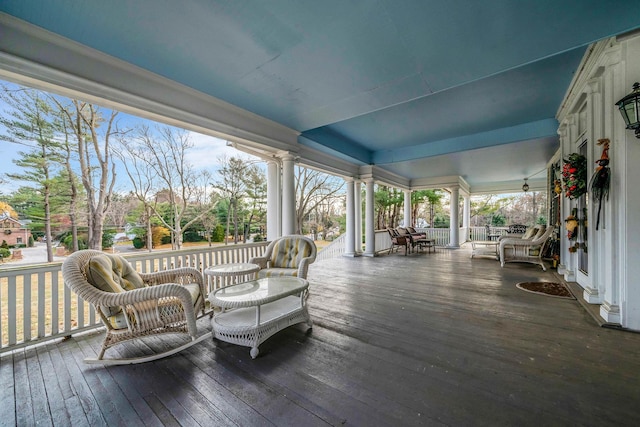 deck featuring covered porch