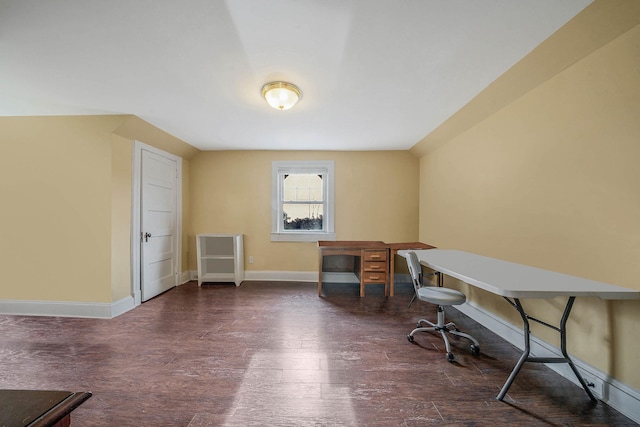 office space featuring dark hardwood / wood-style flooring