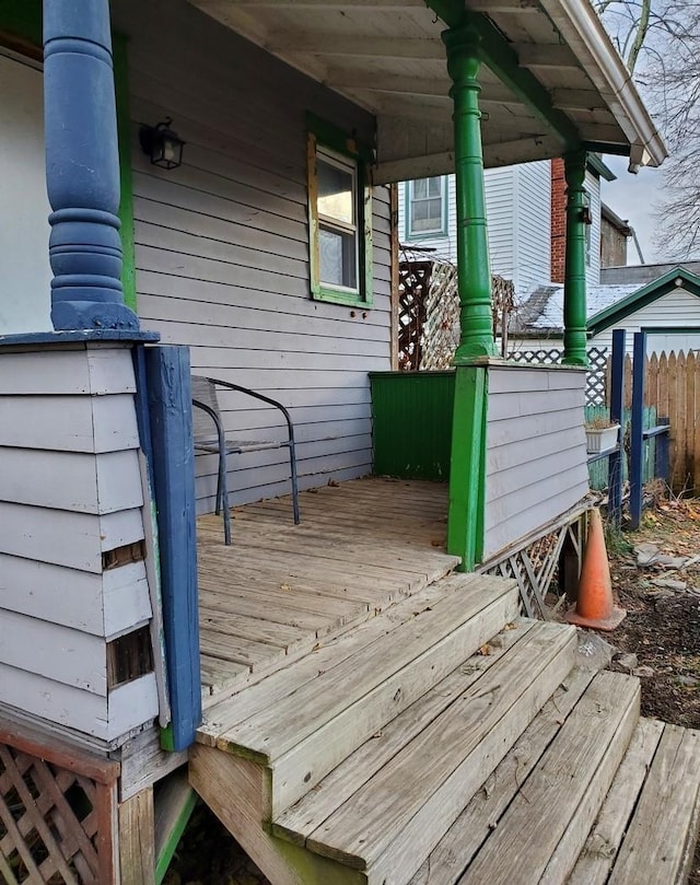 deck featuring a porch