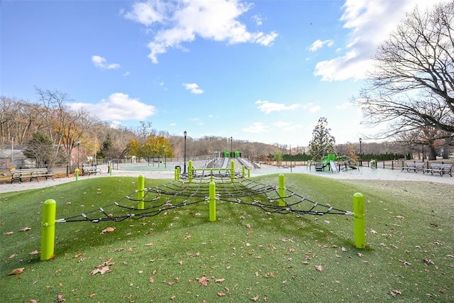 view of community with a lawn