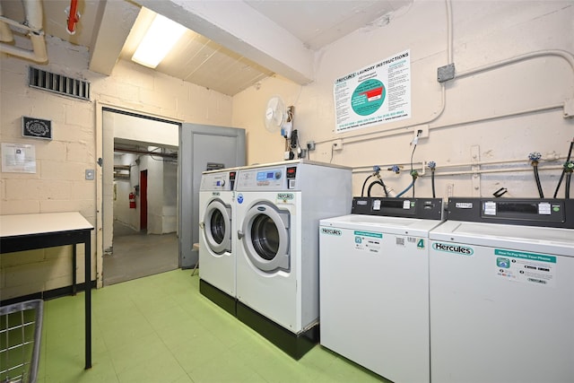 clothes washing area featuring washer and clothes dryer