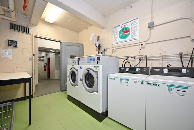 6535 Broadway Unit 6A, Bronx, NY 10471 - shared laundry featuring washing machine and clothes dryer and concrete block wall